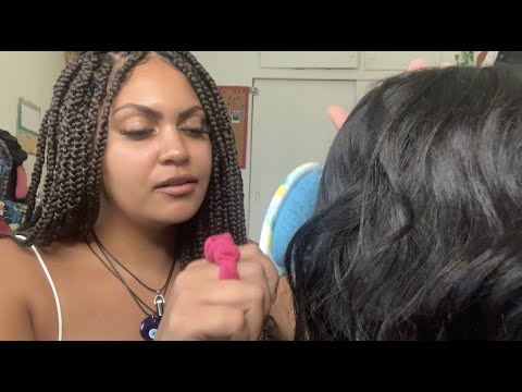 ASMR Brushing Your Wavy Hair (Inaudible Whispering)