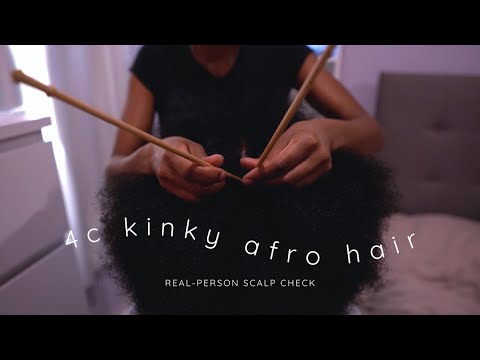 ASMR | Real Person Scalp Check on 4c Afro Hair | scalp oiling + scratching for sleep 💤