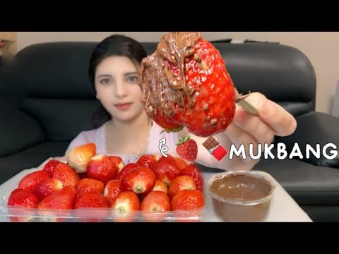 Strawberry & Nutella Mukbang ASMR | Fruit & Chocolate Mukbang