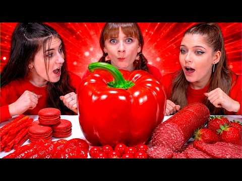 ASMR Red Candy Challenge, White Giant Gummy Jelly Ball Candy Compilation