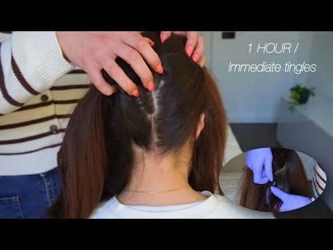 asmr parting and scratching, nape focus and scalp check - no talking