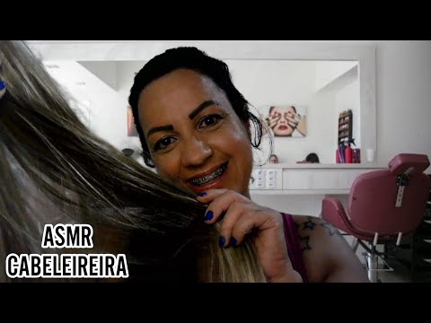 ASMR-CABELEIREIRA ARRUMANDO SEU CABELO  #asmr #sonsdeboca #relaxar #relax #rumo11k