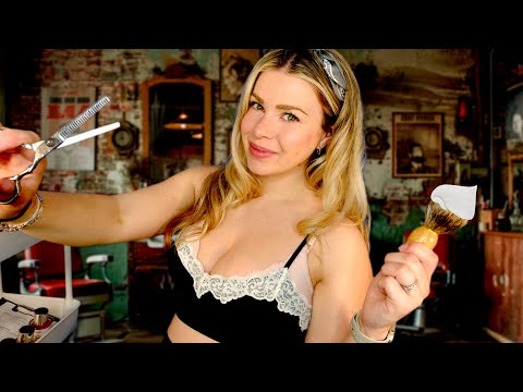ASMR 1950s Gentleman's Shave & Haircut ❤︎ (Shaving Sounds, Hair Cutting & Personal Attention)