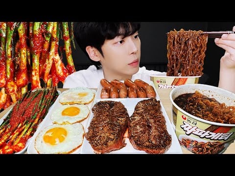 MUKBANG | 직접 만든 김치 레시피 & 파김치, 짜파게티, 계란 소고기 먹방 | KIMCHI RECIPE KOREAN FOOD EATING !