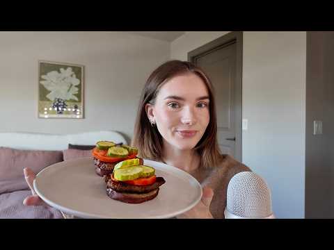 ASMR | eating sweet potato burgers