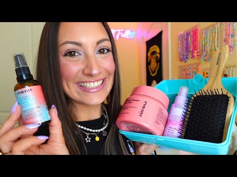 ASMR My Hair Care Routine + Hair Play Sounds (brushing, massaging)