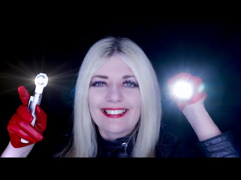 ASMR Ear Exam & Eye Exam - Leather Jacket & Gloves, Follow The Light, Otoscope, Crinkles, Brushing