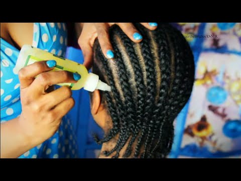 ASMR Braid Oil | Scalp Scratch | Close Up Cornrows