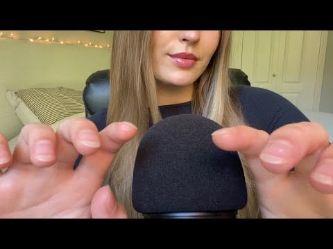 asmr finger flutters, lens tapping, and inaudible whispers with repetition
