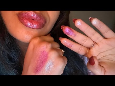 ASMR 25 Mins of Mouth Sounds, Tapping & Clicky Whispers & Eyeshadow Swatches 