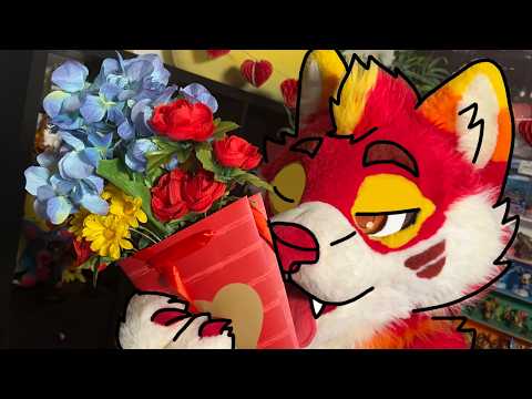 Furry ASMR: Let me be Your Fluffy Valentine 💐 (with Smooches, Male Whispers & More) [Fursuit 3DIO]