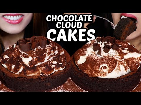 ASMR CHOCOLATE TRUFFLE CLOUD CAKES + CHOCOLATE CRUNCH ICE CREAM BARS 초콜릿 케이크 리얼사운드 먹방 ケーキ केक