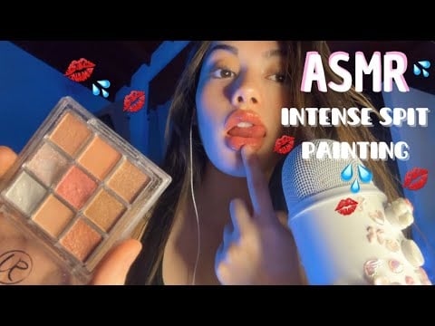 ASMR | Spit painting with bubble gum (spit painting con clicle) mouth sounds no talking