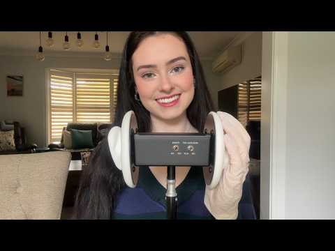 ASMR 3dio ear massage 🌱 (lotion, gel, latex gloves, baby wipes)