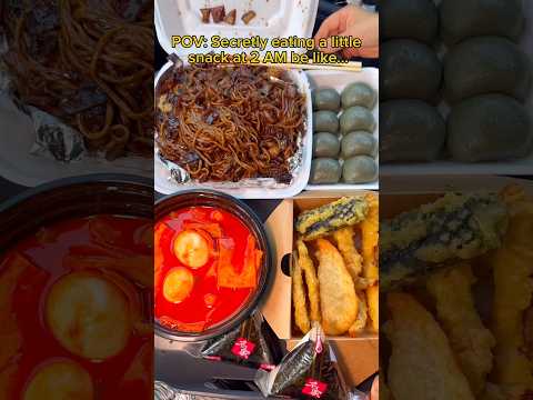 Secretly eating a little snack at 2 AM be like… #food #eating #noodles #egg #seafood