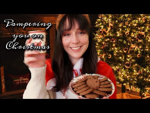 ⭐ASMR Pampering you on Christmas Night 🎄(Brushing & scratching hair, touching face)