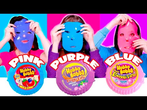 ASMR Full Video Purple, Pink, Blue, Yellow Mukbang Food Challenge