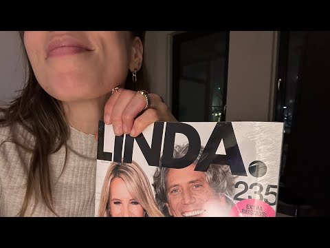 ASMR LINDA MAGAZINE PAGE TURNING SQUEEZING TAPPING FLIPPING MEDIUM & FAST