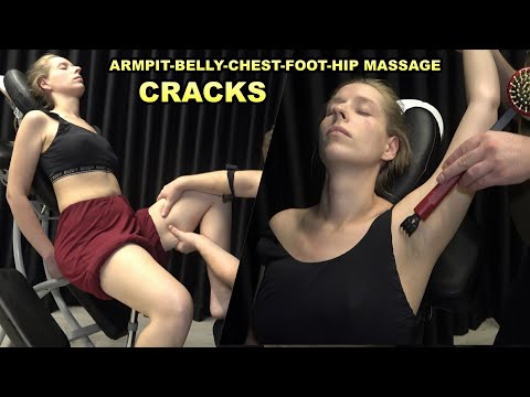 LADY YULIA UNUSUAL RELAX ARMPIT, FOOT MASSAGE + CRACKS + ASMR face,ear,chest,belly,waist,hip massage