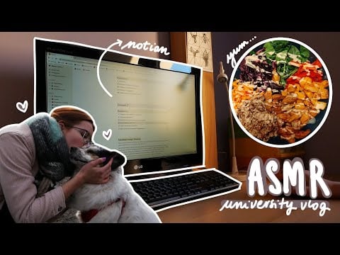 ASMR | university vlog but make it relaxing | tingly voiceover, inaudible reading, ambient sounds