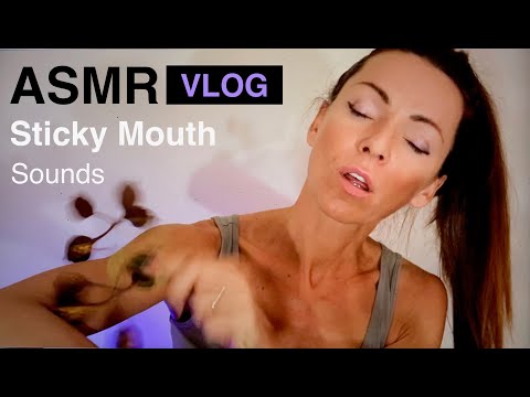 STICKY Mouth ASMR Vlog / also * Mic brushing * Long Nails * Whispers * ART on Glass TINGLY SPECIAL