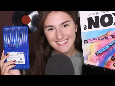 [ASMR]whispering about my ART SUPPLIES 👩🏻‍🎨 // (German/deutsch)