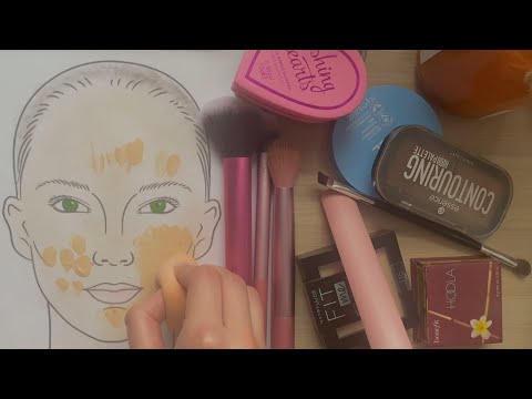 ASMR makeup application on paper model