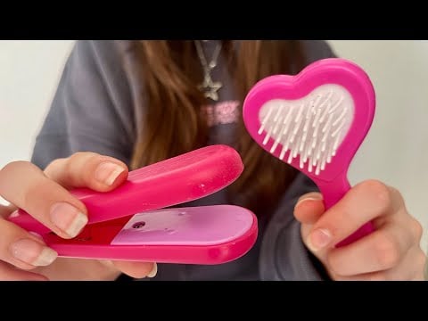 ASMR Doing your hair using kids toys | Hair straightening | Hair brushing | Camera Combing