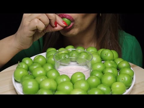 ASMR CANERIK CRUNCHY SOUR SMALL PLUMS MUKBANG no talking CREMA ASMR #asmr #mukbang #canerik #plums