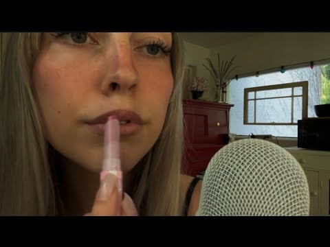 ASMR Lipgloss / Chapstick Application • up close clicky whisper 