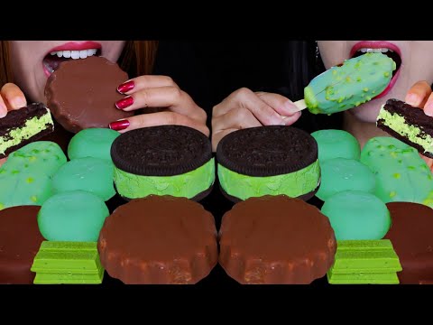 ASMR REESE'S CHOCOLATE ICE CREAM BARS, MATCHA MOCHI ICE CREAM, OREO ICE CREAM SANDWICHES, KITKATS 먹방