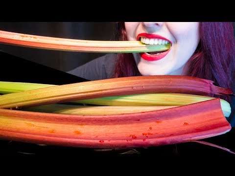 ASMR: Super Crunchy Raw Red Rhubarb ~ Relaxing Eating Sounds [No Talking|V] 😻