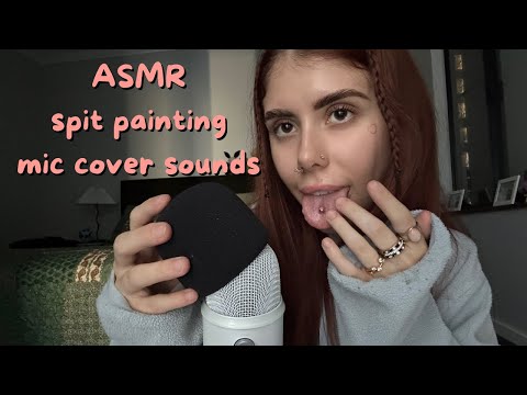 ASMR spit painting & foam mic cover sounds (mic swirling, pumping, scratching)