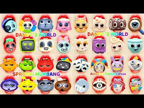 ASMR Edible Character Collection! 🍡 Dandy's World, TADC, Sprunki Wagashi Lip Mukbang