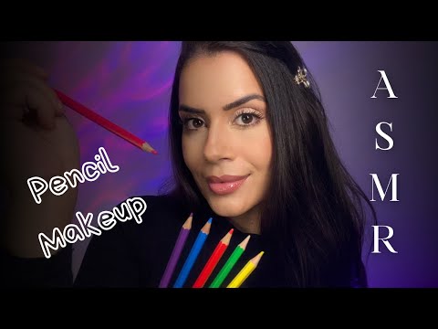 [ASMR] Make com lápis de cor, sussurros relaxantes com voz calma