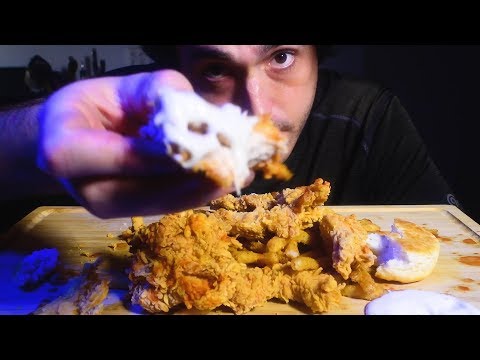 ASMR Popeyes Spicy Chicken Tenders 자막 字幕  उपशीर्षक ( Real Sounds ) Crispy Fried  | Nomnomsammieboy