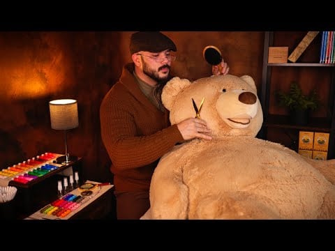 ASMR Toy Repair 🧸 Hair Cutting ASMR | Face Brushing - Personal Attention - Male Face Tracing ASMR