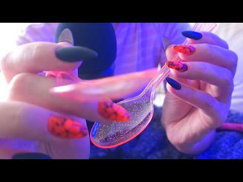 asmr with pink spoon