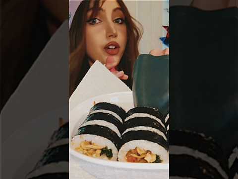 eating frozen sushi asmr 😋 #lofiasmr #asmreating #traderjoes #youtubeshorts