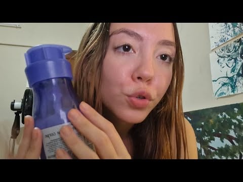 ASMR sons de mãos molhados, creme, óleo no cabelo 