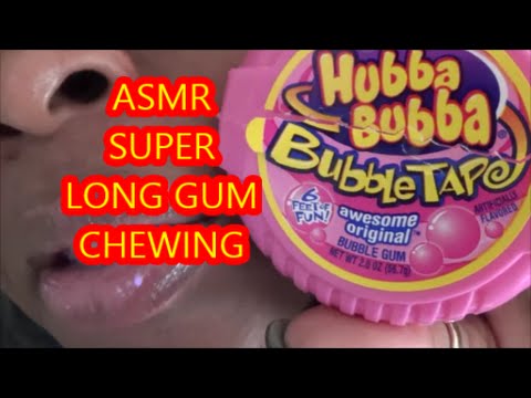 ASMR HUBBA BUBBA BUBBLE GUM TAPE CHEWING - WET MOUTH SOUNDS- LONG CHEWING VIDEO