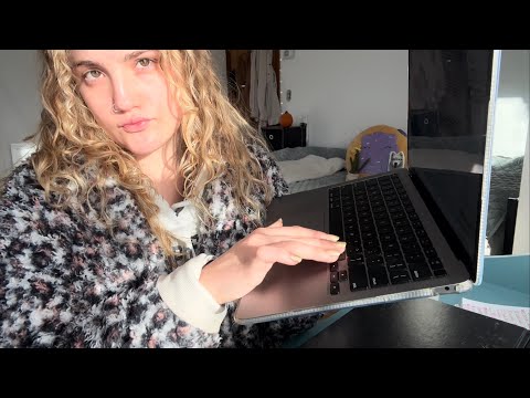 ASMR don’t wake up my roommates! (college morning routine and help me do my homework🤓)