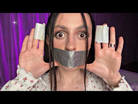 ASMR Shut my mouth duct tape 😋 Very sticky sounds 😉