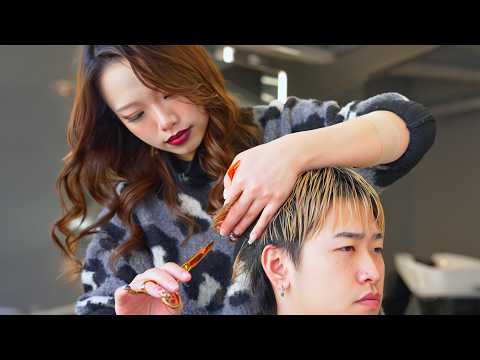 (ASMR) Japanese Hairstylist Haru: Meticulous Scissors Haircut, Shampoo & Styling