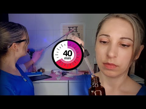 ASMR 40 ' | Limpieza auditiva y test visual | Atención médica Realista | Clínica Surr | Español