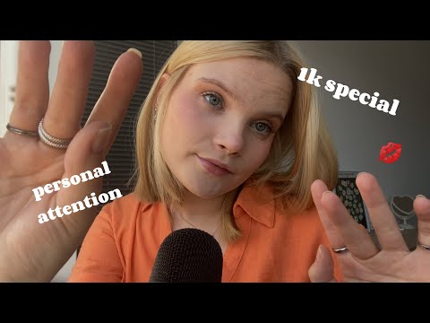 ASMR 1k special 🤍 thanking you, kisses, personal attention, hand sounds…