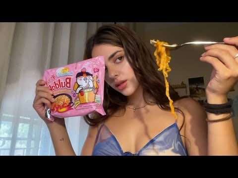 ASMR || Probando por primera vez BULDAK CARBONARA 🔥🧀🤍