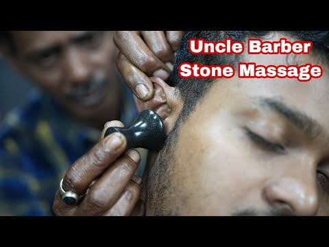 Relaxing Stone Massage ASMR By Uncle Barber | Neck Cracking Head Scratching Forehead Tapping ASMR