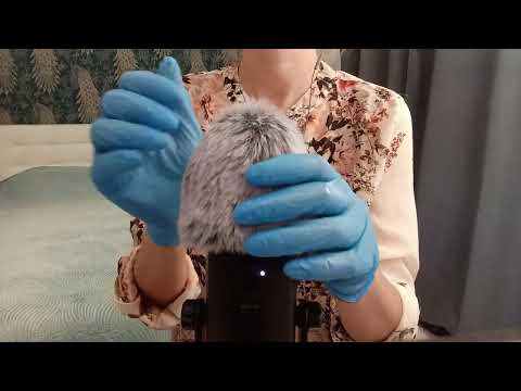 ASMR Pure Tingles:  Blue Gloves &  Fluffy Mic (No Talking)