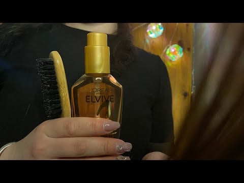 ASMR straightening and oiling your hair ⋆˚✿˖° no talking 
